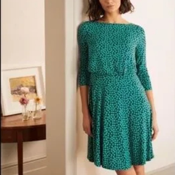 Boden Dresses & Skirts - Boden NWT Green and Navy Polka Dot Dress Size 14R